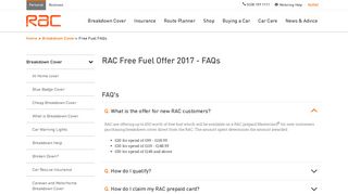 RAC Free Fuel Questions | RAC