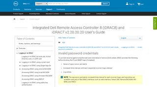 Invalid password credentials - Dell