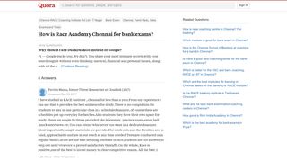 How is Race Academy Chennai for bank exams? - Quora