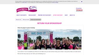 Return your sponsorship | Race for Life | Cancer Research UK