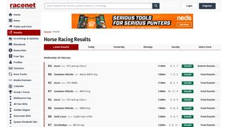 Horse Racing Results | Latest TAB Racing Results | Racenet