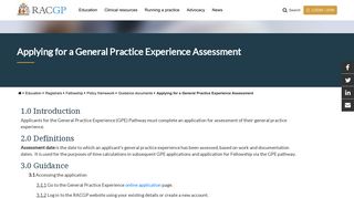 RACGP - Applying for a General Practice Experience Assessment