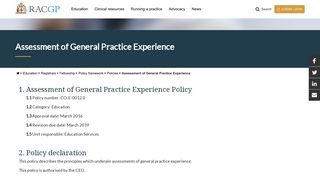 RACGP - Assessment of General Practice Experience