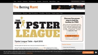 Tipster League Table - April 2018 | Betting Rant