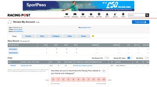 Review My Account | Race Record & Form | Racing Post