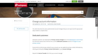 Change account information - Rackspace Support