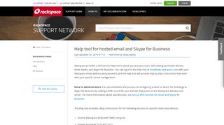 Help tool for hosted email and Skype for Business - Rackspace Support
