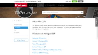 Rackspace CDN - Rackspace Support