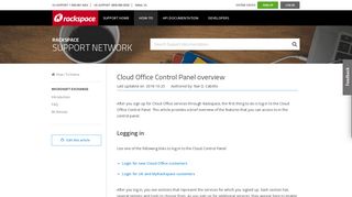 Cloud Office Control Panel overview - Rackspace Support