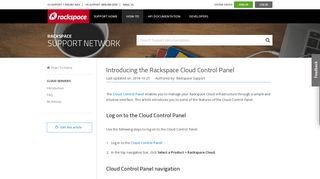 Introducing the Rackspace Cloud Control Panel - Rackspace Support