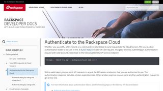 Authenticate to the Rackspace Cloud - Rackspace Developer Portal