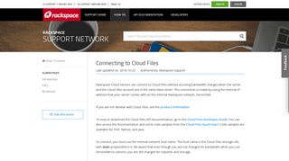 Connecting to Cloud Files - Rackspace Support