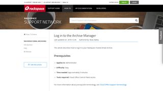 Log in to the Archive Manager - Rackspace Support