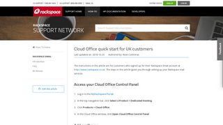 Cloud Office quick start for UK customers - Rackspace Support