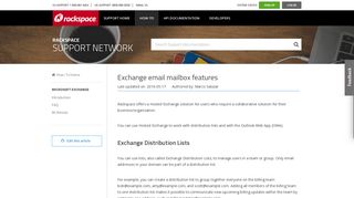 Exchange email mailbox features - Rackspace Support