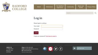 Log in – Radford College