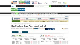Radha Madhav Corporation Ltd. Stock Price, Share Price, Live BSE ...