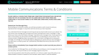 Mobile Communications Term & Conditions - Radiant Cash Loans ...