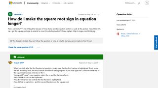 How do i make the square root sign in equation longer? - Microsoft ...