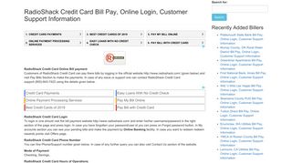 RadioShack Credit Card Bill Pay, Online Login, Customer Support ...