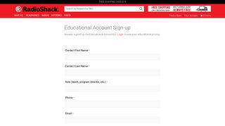 Educational Account Sign-up - RadioShack