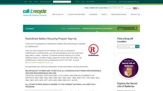 RadioShack Battery Recycling Program Sign-Up | Call2Recycle ...