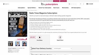 Radio Times Magazine Subscription | TV Magazines | Buysubscriptions