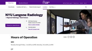 NYU Langone Radiology—Regional Radiology—Bard Avenue ...