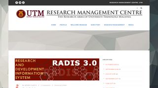 RADIS 3.0 – Research Management Centre (RMC) - RMC UTM