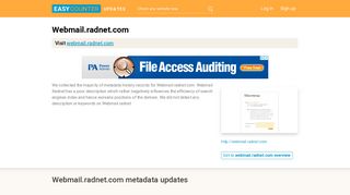 Webmail Radnet (Webmail.radnet.com) - Outlook - Easycounter