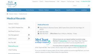 Medical Records - Rady Children's Hospital-San Diego