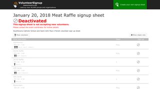 January 20, 2018 Meat Raffle signup sheet - VolunteerSignup