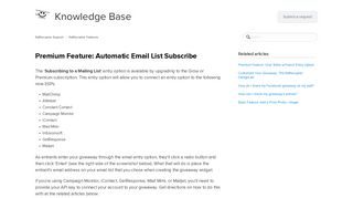 Premium Feature: Automatic Email List Subscribe – Rafflecopter Support