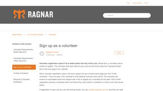 Sign up as a volunteer – Ragnar Relay