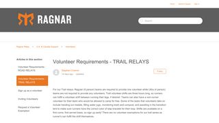What are the volunteer requirements? - Ragnar Relay - Zendesk