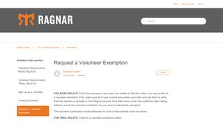 How do I request a volunteer exemption? – Ragnar Relay