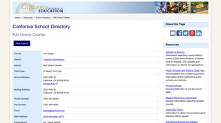 RAI Online Charter - School Directory Details (CA Dept of Education)