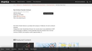 Rai Online Charter School Fallbrook CA, 92028 – Manta.com