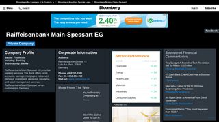 Raiffeisenbank Main-Spessart eG: Company Profile - Bloomberg