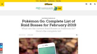 Pokémon Go Raid Bosses for January 2019 | iMore