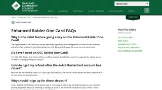 Enhanced Raider One Card FAQs - Oakland Community College
