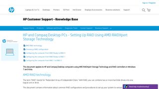 Setting Up RAID Using AMD RAIDXpert Storage ... - HP Support