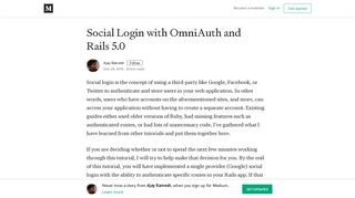 Social Login with OmniAuth and Rails 5.0 – Ajay Ramesh – Medium