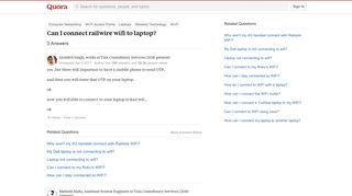 Can I connect railwire wifi to laptop? - Quora