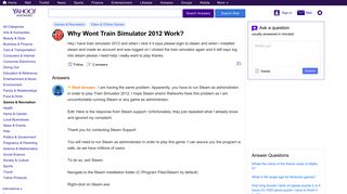 Why Wont Train Simulator 2012 Work? | Yahoo Answers