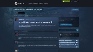 Invalid username and/or password :: Tom Clancy's Rainbow Six ...