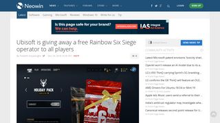 Ubisoft is giving away a free Rainbow Six Siege operator to all players ...