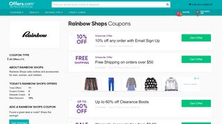 Rainbow Shops Coupons & Promo Codes 2019: 10% off