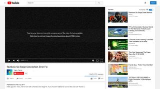 Rainbow Six Siege Connection Error Fix - YouTube