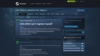 [SOLVED] Can't register myself :: Tom Clancy's Rainbow Six: Vegas 2 ...